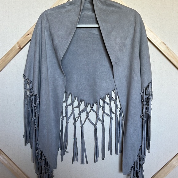 Anthropologie Faux Suede Fringe Poncho Scarf/ Taylor Swift Eras Tour - Picture 2 of 4